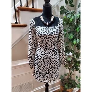 Girl in Mind Women Polyester Square Neck Long Sleeve Knee Length Dress 10